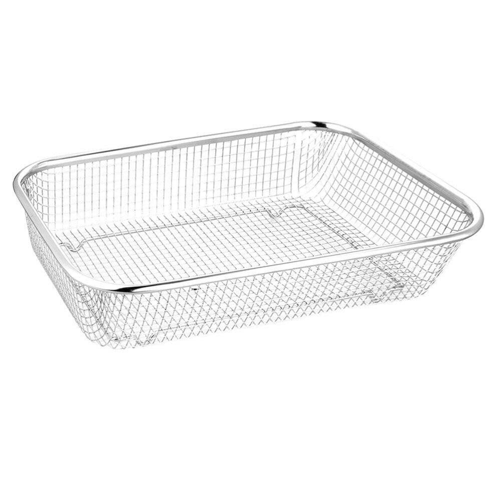 Luxshiny Stainless Steel Colander Strainer, Rectangular Strainer Basket Fruit Strainer Vegetable Fruit Colander Mesh Oil Basket French Fries Holder