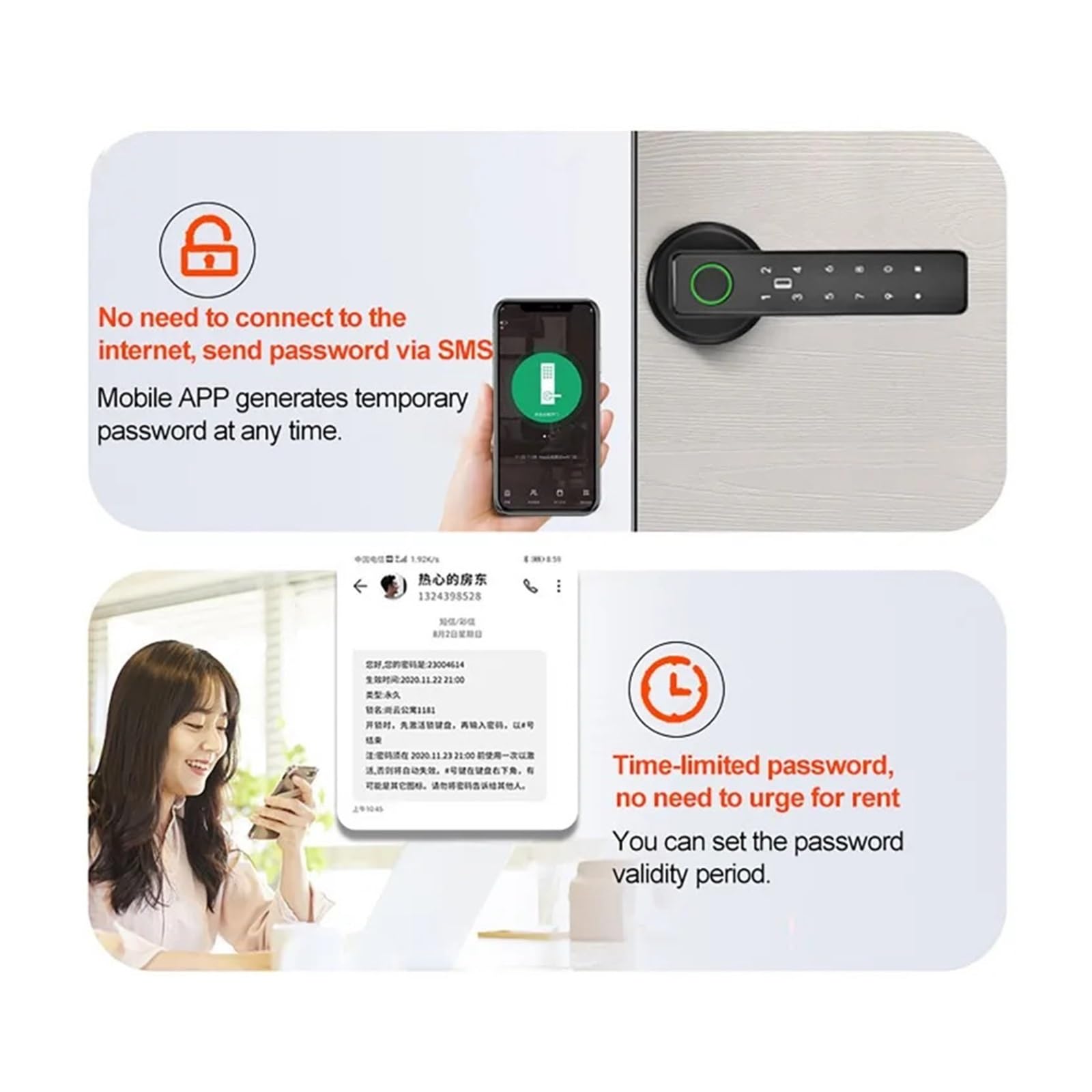 Smart Tuya SmartLife APP WiFi Control remoto tarjeta y contraseña, huellas dactilares y desbloqueo de llave, cerradura inteligente de manija de puerta para oficina