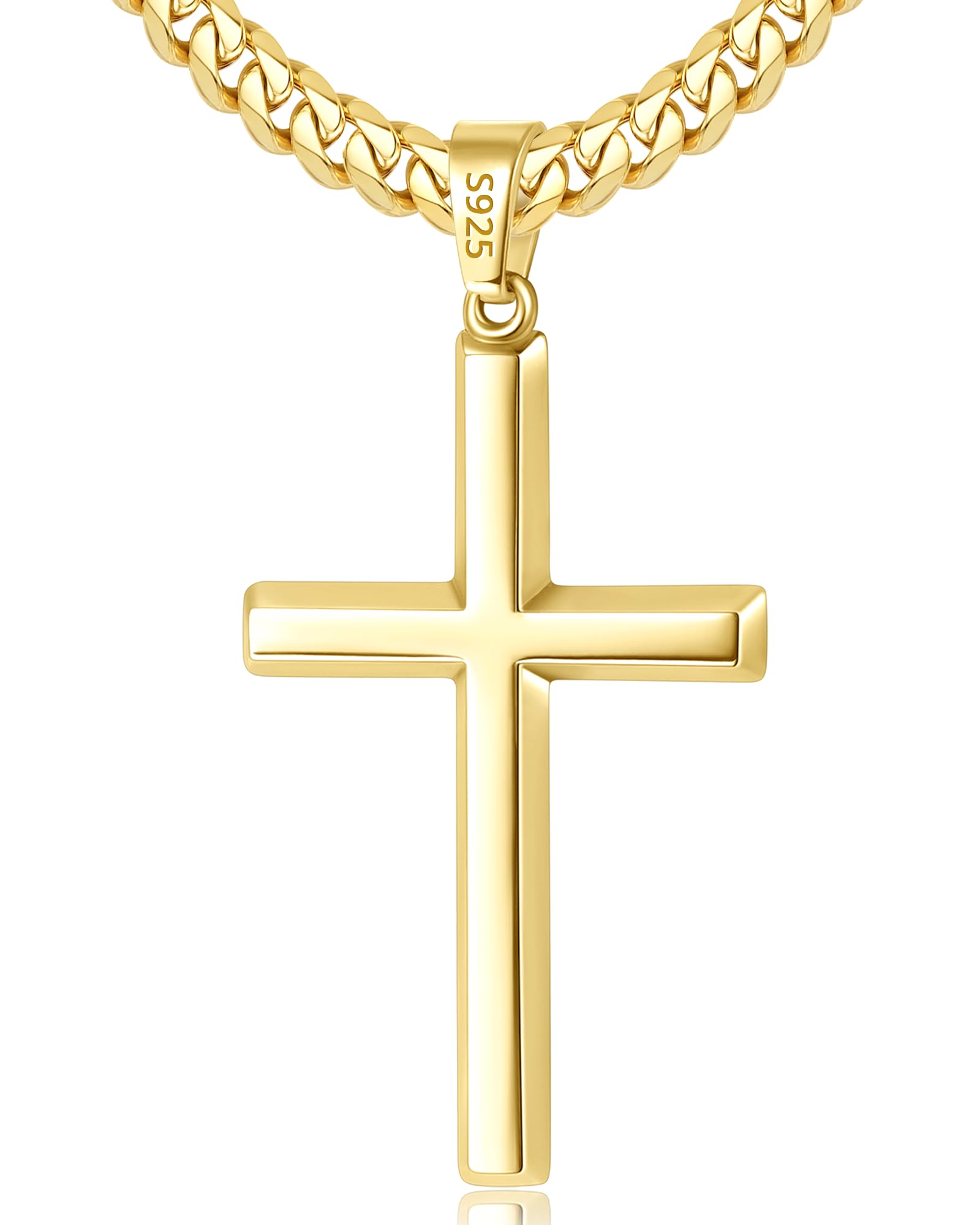 925 Sterling Silver Cross Necklace for Men
