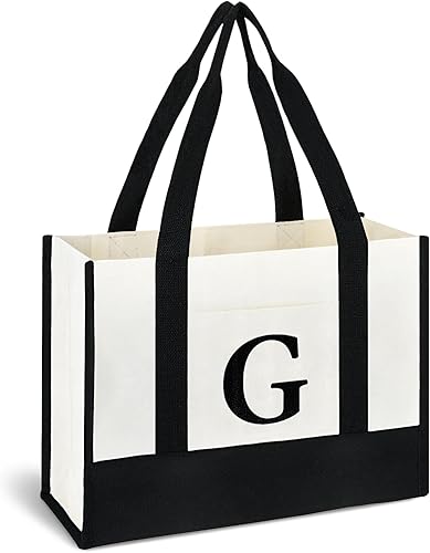 BALEINE Bolsa de lona personalizada con inicial, ecológica, multiusos para mujeres, bolsa de regalo, bolsa de playa