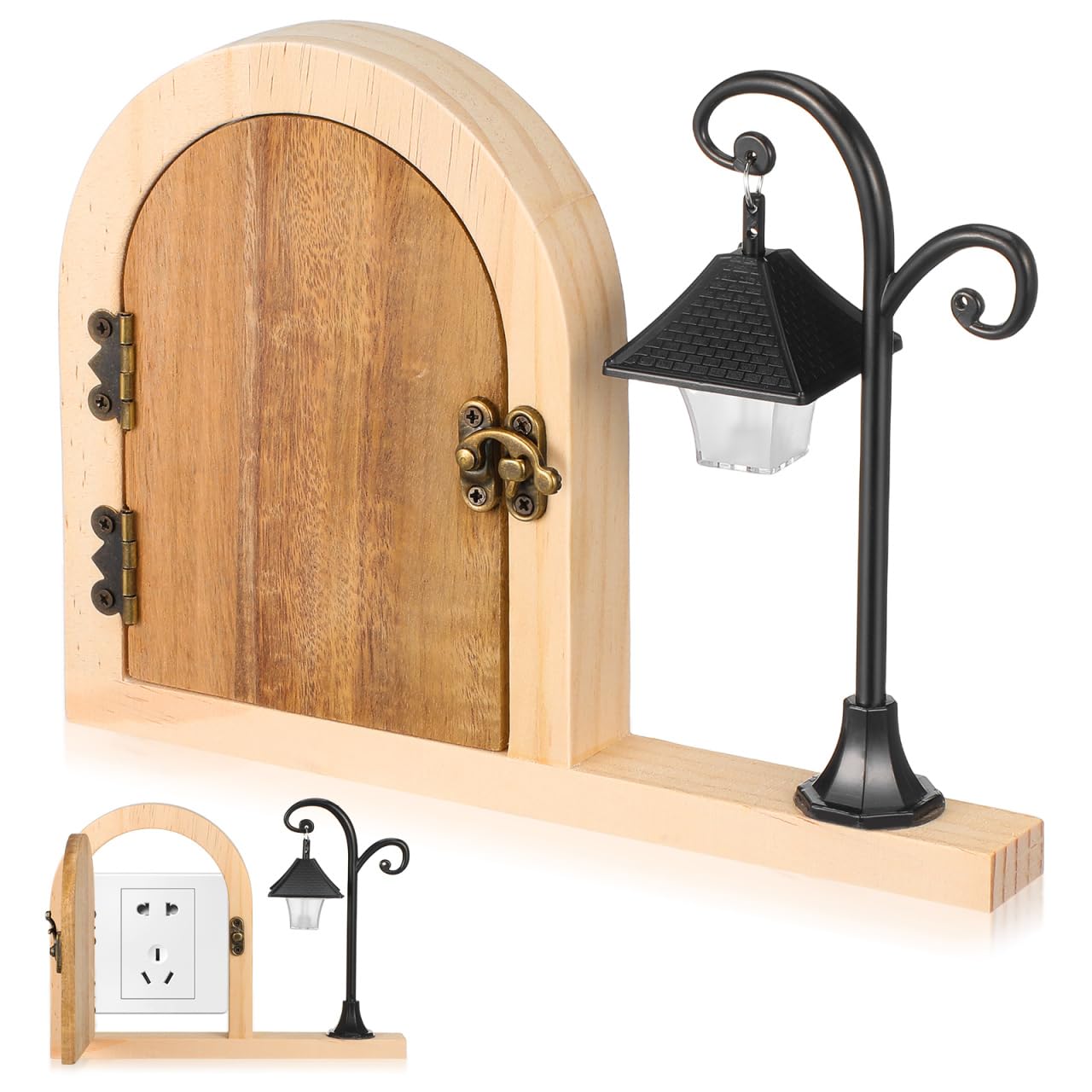 Toddmomy Cache-prise de porte en bois avec veilleuse lumineuse, protection adhésive pour interrupteur et animaux domestiques, plaque de sécurité décorative pour chambre à coucher et salle de jeux