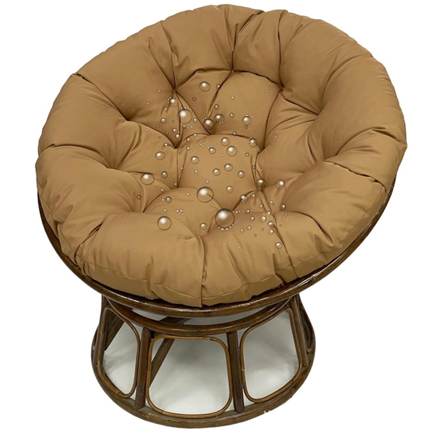 Coussin de chaise rond épaisseur 10 cm imperméable et déperlant marron clair