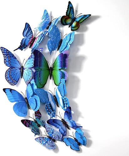 RENUIS 24 calcomanías de pared de mariposa calcomanías de pared de mariposa 3D decoraciones de arte extraíbles decoraciones de mariposa para el