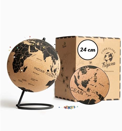 ® Globe terrestre 24 cm vintage en liège TRIPVEA