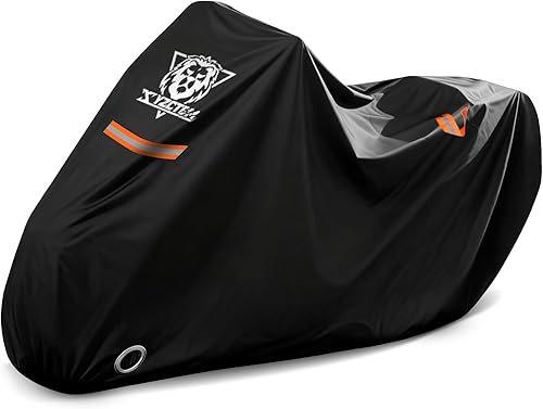 XYZCTEM Funda para Motocicleta Impermeable para Exteriores Protección para Todas las Estaciones Almacenamiento de Motocicleta Asas Reflectantes
