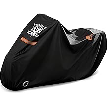 Motorcycle Cover Waterproof Outdoor All Season Protection Motorcycle Storage Night Reflective Handles with Lock-Holes Storage Bag Fits up to 87" Motorcycle Vehicle Covers