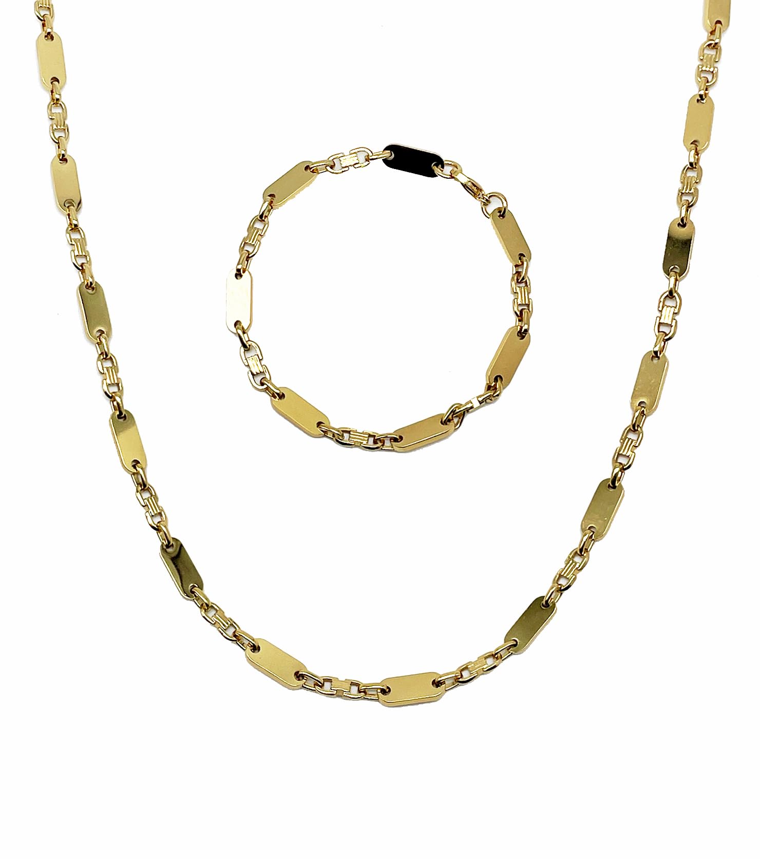 Chaîne en acier inoxydable pour homme - 21 cm - Design de haute qualité - Chaîne à étrier tendance (doré)