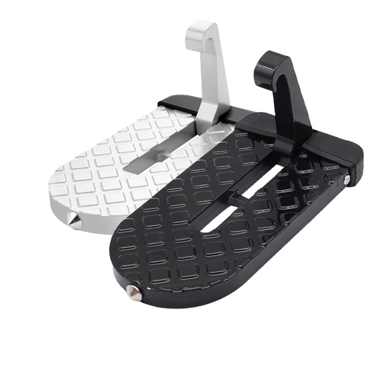 auto podpora nogi Uniwersalny, składany, wielofunkcyjny aluminiowy młotek bezpieczeństwa do drzwi samochodowych, podtrzymuje obie stopy(Black Slivery 2pcs)