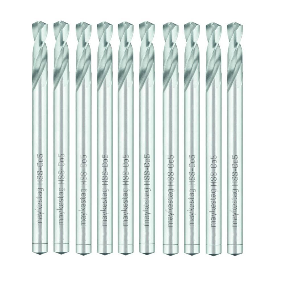 10 Brocas helicoidales HSS Cobalto - Inox, Hardox, Aceros muy duros 135° D. 7 x Lt. 109 x Lu. 34 x Q. 7 mm x Z2 - Diamwood