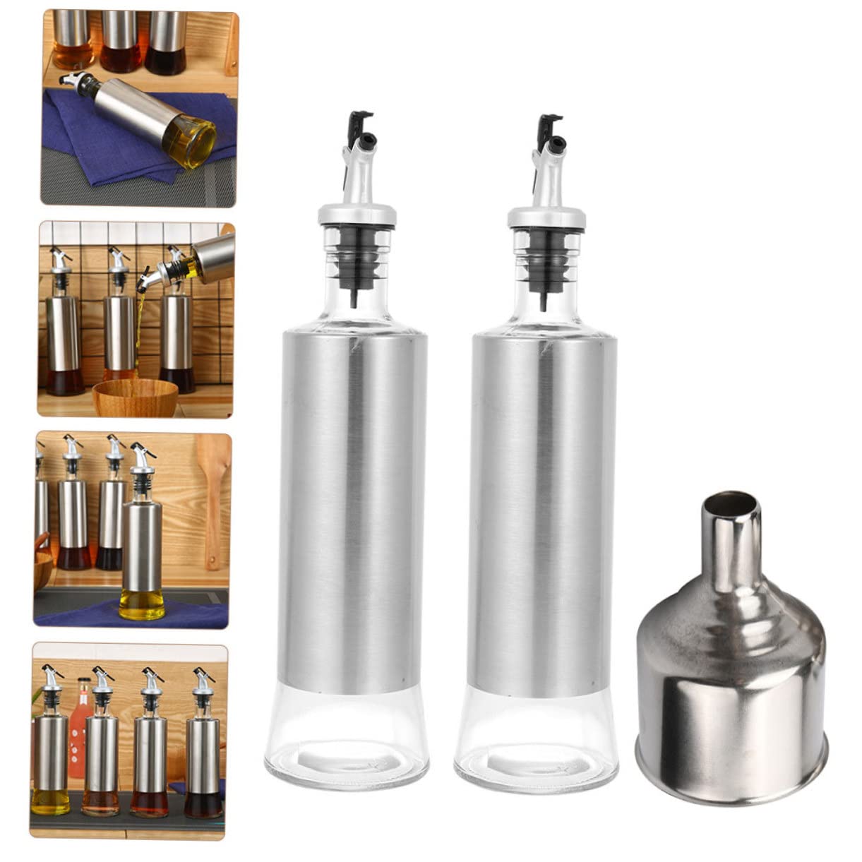 SOLUSTRE Botellas para Condimentos de Acero Inoxidable Dispensador de Aceite para Cocina Recipiente para Vinagre para Uso la Cocina
