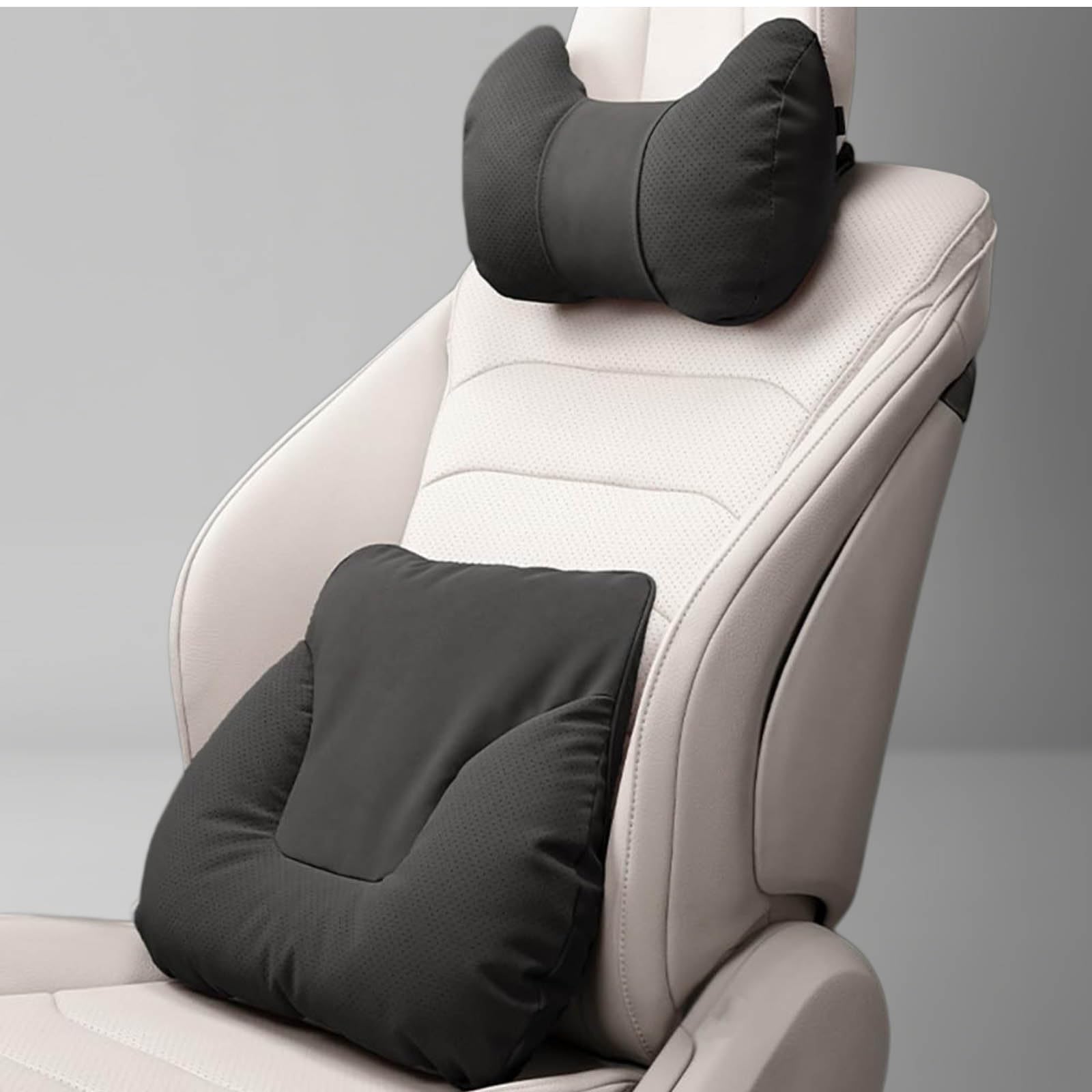 Cojín de Soporte Lumbar y Reposacabezas para Opel Zafira C 5seats 2012-2023, Suave Kit de Almohada Lumbar y Cervical para Coche Decoración,Black