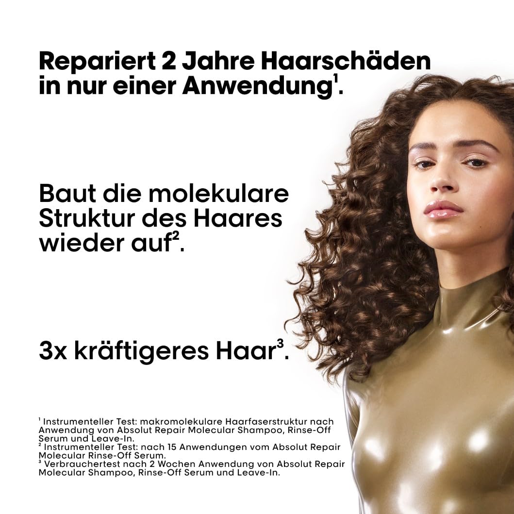 L'Oréal Professionnel Serum für strukturgeschädigtes Haar, Zur molekularen Tiefenreparatur, Mit 2% Peptidbondern und 5 Aminosäuren, Serie Expert, Absolut Repair Molecular Rinse-Off Serum