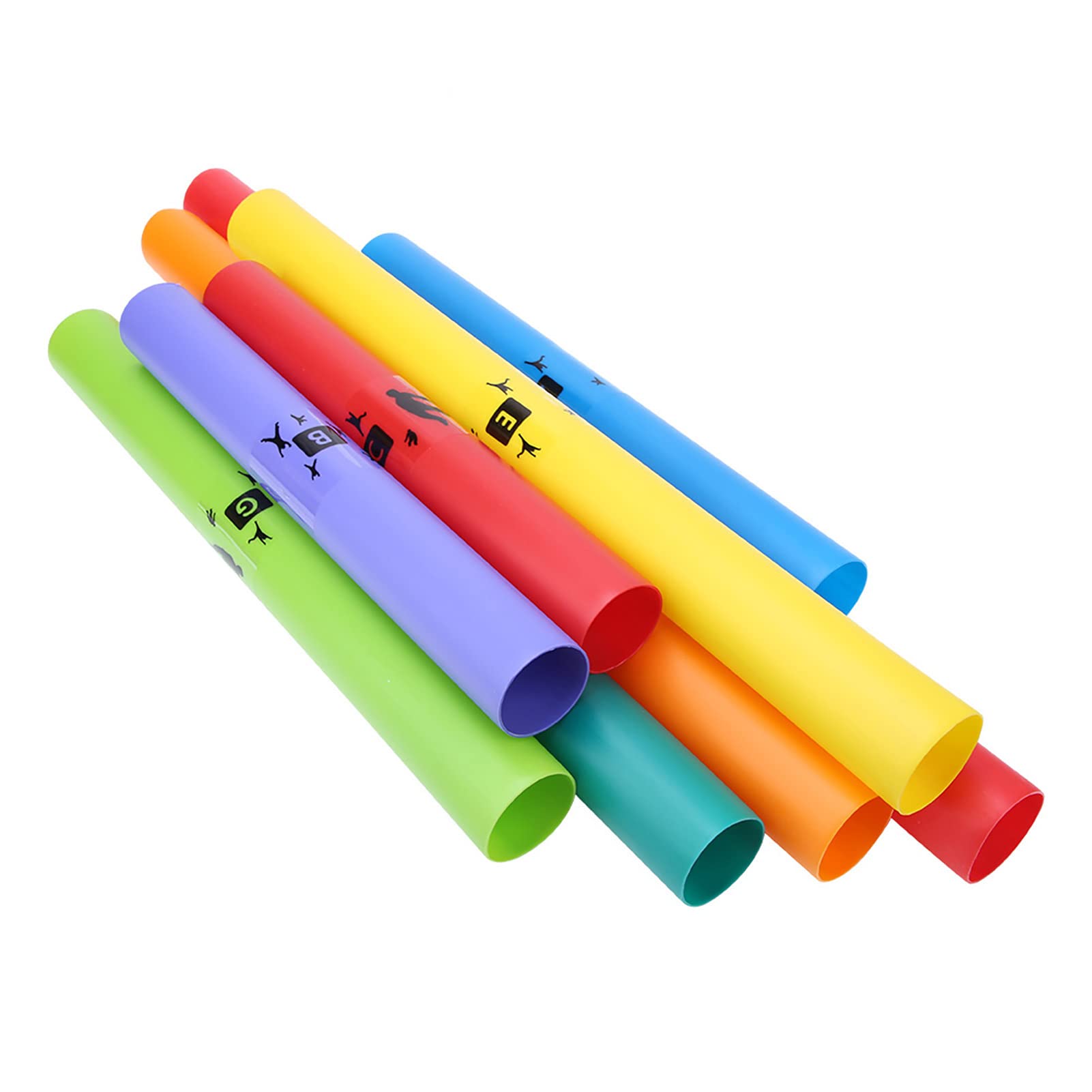 Orff Klangröhren-Set aus Kunststoff für Schlaginstrumente, pädagogisches Musikspielzeug für Kinder, Set mit 8 farbigen Oktavenröhren, leicht und kompakt, geeignet für das Erwachen der Musik