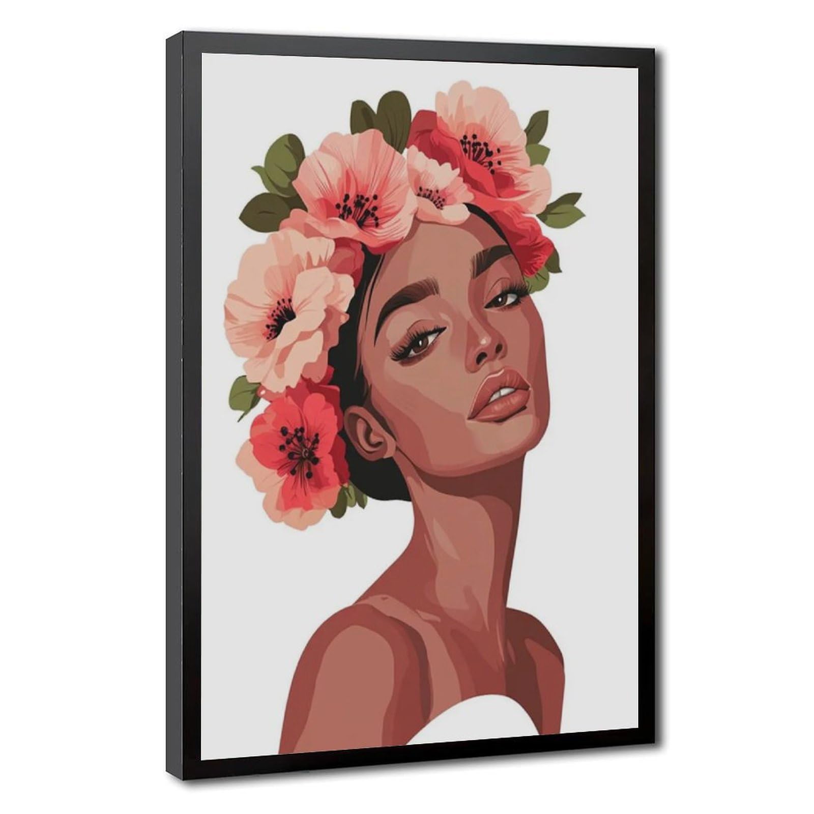 Bareronor Floral Woman Portrait Canvas Poster Bedroom Decor Landscape Office Room Decor Gift 12" L X 18" W