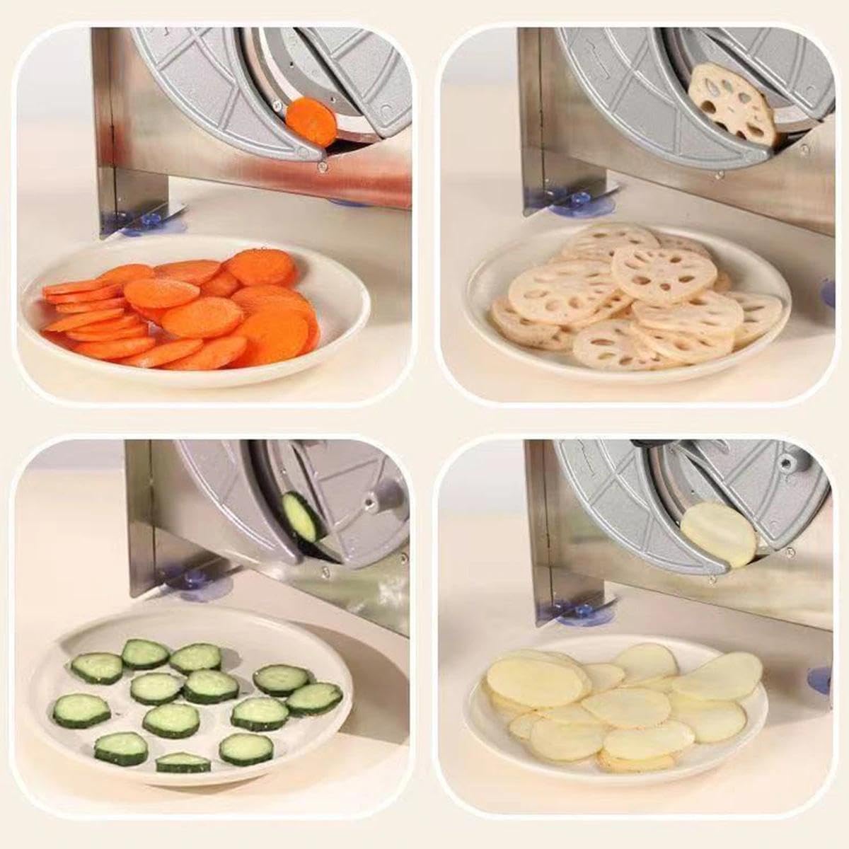 Kommerzieller Gemüsehobel, Edelstahl, verstellbare Dicke 0,2-13 mm, zum Schneiden von Obst, Zitrone, Zwiebel, Kohl, einfache Verwendung und Reinigung