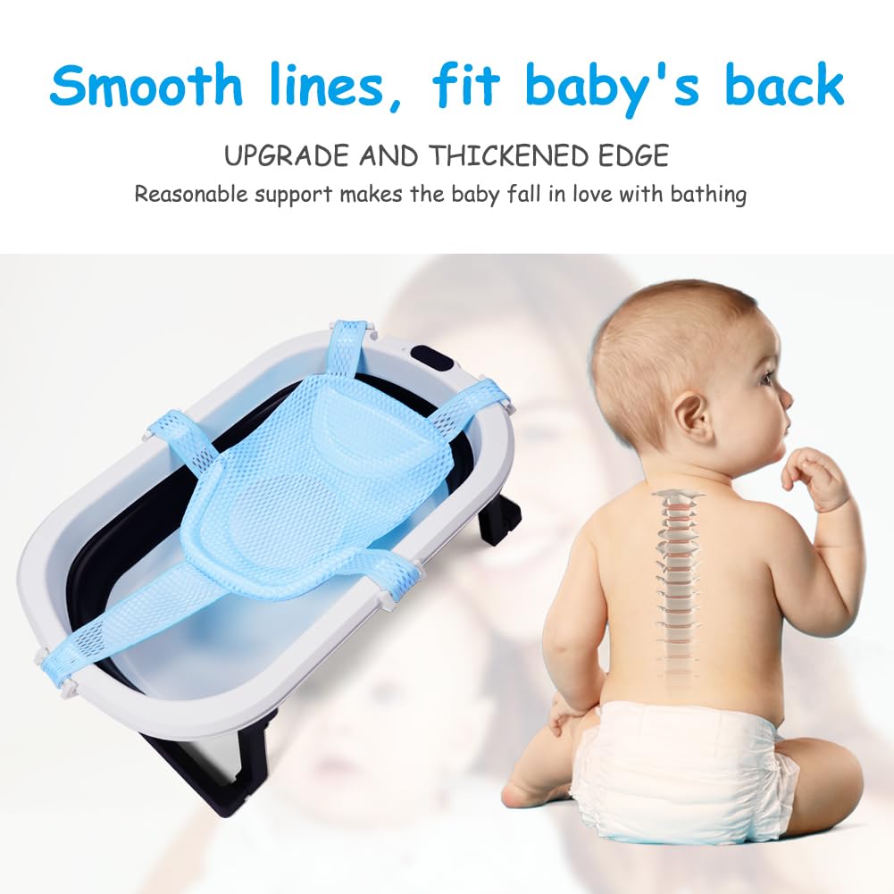 Aolso Cuscino Bagnetto Neonato, Galleggiante Tappetino da Bagno Per Bambini, Riduttore Vaschetta Bagnetto Confortevole, Supporto Pieghevole Per Vasca da Bagno (Azzurro)