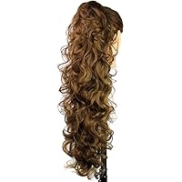 Vista 7 de S_SSOY Coleta Rizada para Mujer de 31" (78cm), Extensión de Cabello Sintético con Clip de Garra, Coleta Ondulada Larga y Rizada, Extensiones