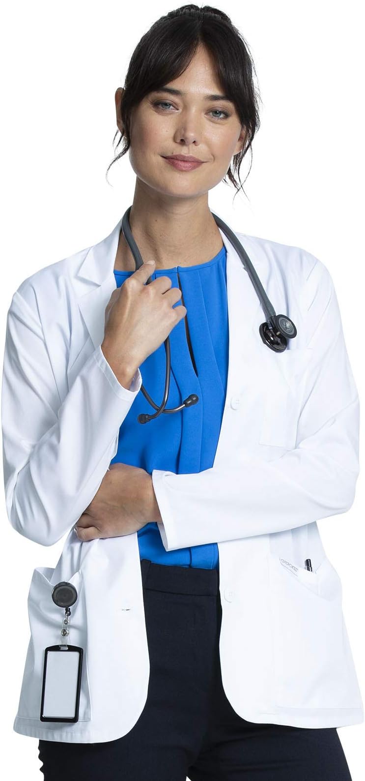 Cherokee Lab Coat Women 28" & 30" Medical Scrub Consultation White Lab Coat Long Sleeve with 3 Pockets Easy Care - CK451