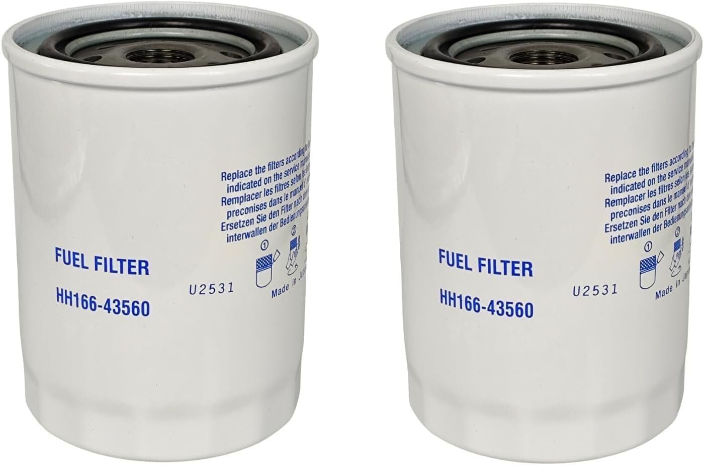 Replacement For 2X Fuel Filter 16631-43560 HH166-43560 Fits for Kubota KX080-3T SVL75 SVL75-2C Mod-G8U-3060