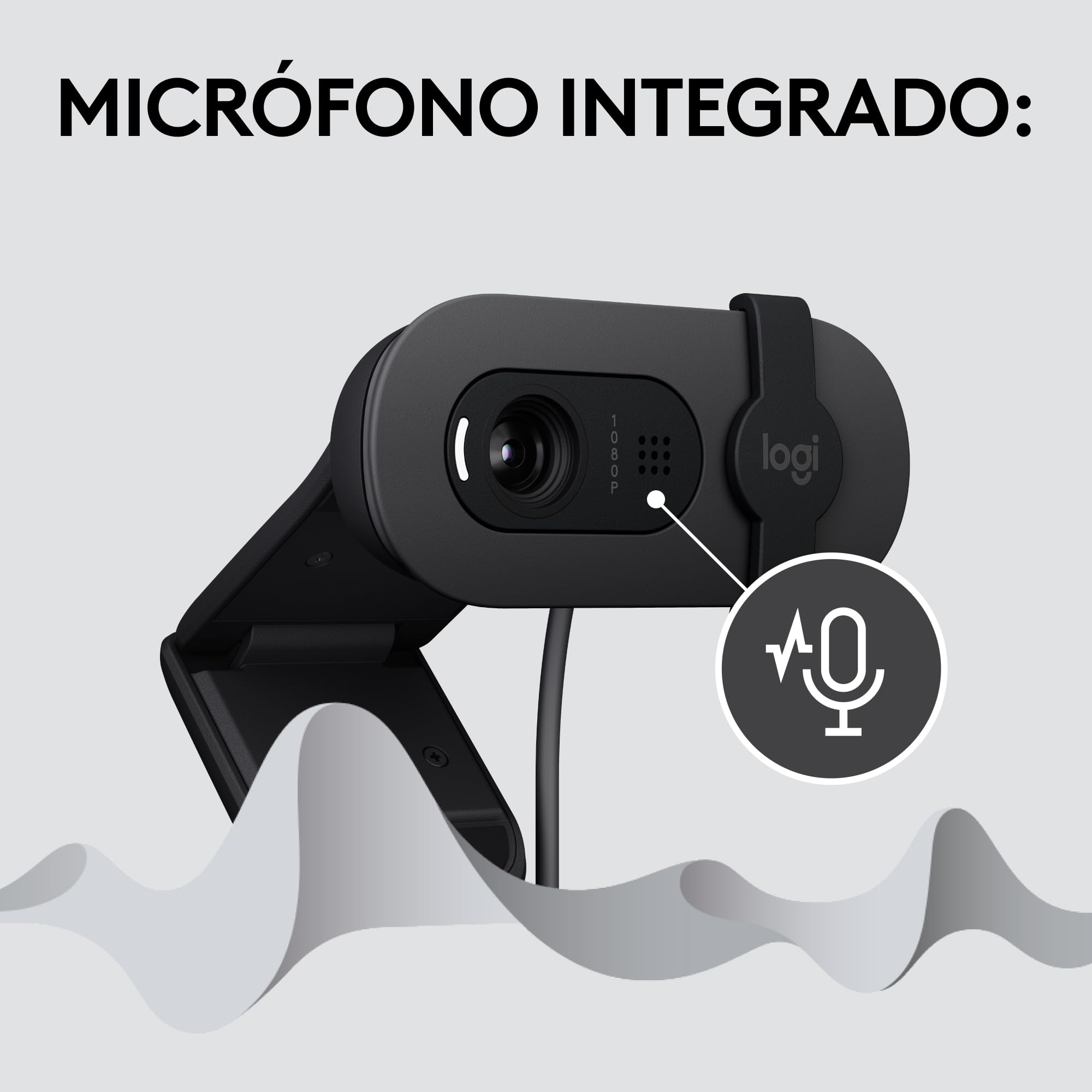 Logitech Brio 100, cámara web Full HD para reuniones y streaming, equilibrio de iluminación automático, micrófono integrado, tapa de privacidad, USB-A, Microsoft Teams, Google Meet, Zoom y más,Grafito