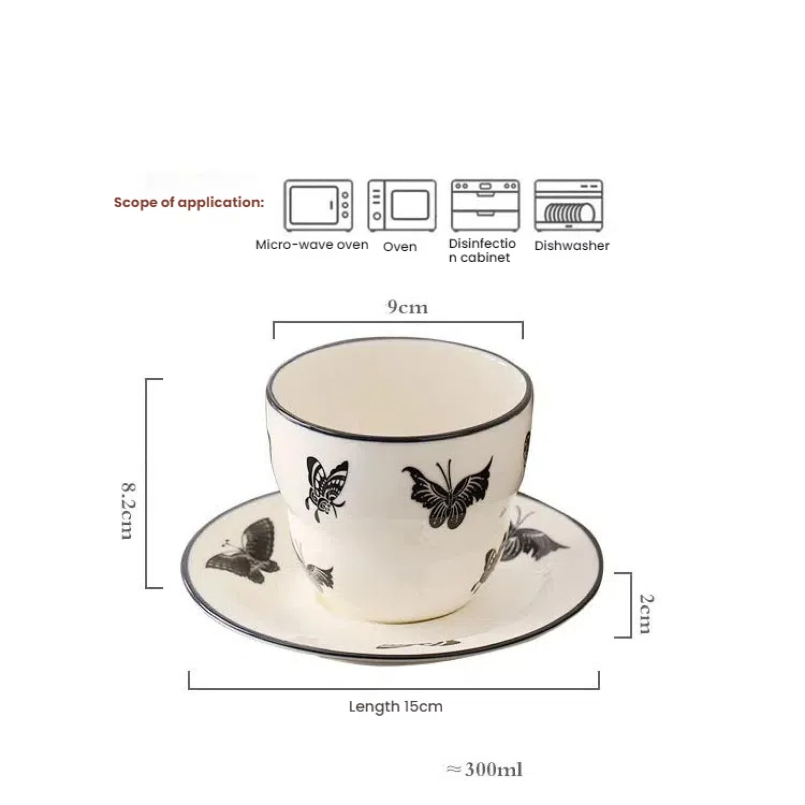 Taza de Espresso con platillo. Taza de café Sencilla con Forma de Mariposa. Taza de café de cerámica. Taza de cerámica Creativa con Forma de Calabaza. Juego de Tazas para café latt