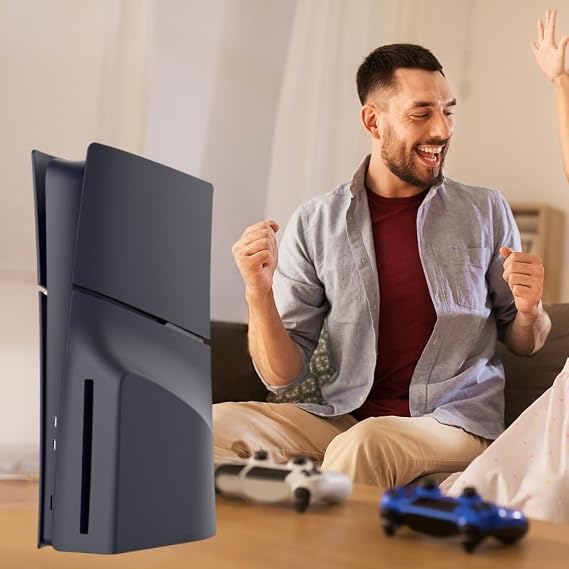 Slim Face Plates for PS5 Slim Disc Edition, Replacement Shell Cover Panel Accessories Compatible with PlayStation 5 Console Faceplate Skin (Black)