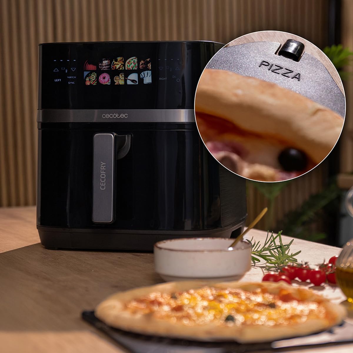Cecotec Friggitrice ad Aria 8 L con Doppio Grill Cecofry&Grill Duoheat 8000 Hot. 2200 W, Doratura Perfetta e Sapore di Griglia nelle Carni, Temperatura tra 80-200 °C, 8 Menu e Finestra