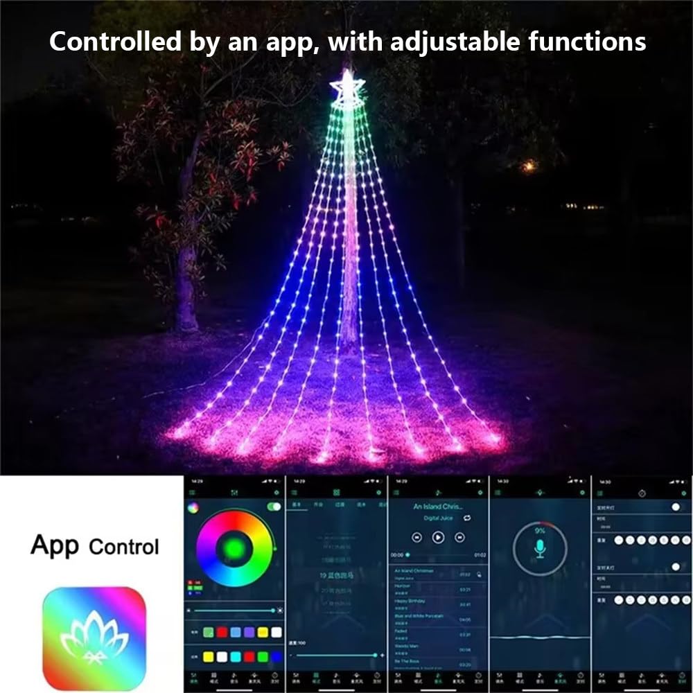 Zewnętrzne Oświetlenie Dekoracyjne Na święta Bożego Narodzenia, 2,7 M Długości, Regulacja Kolorów Rgb, Sterowanie Aplikacją, 305 Diod LED, Funkcja Timera, Do Dekoracji świątecznych