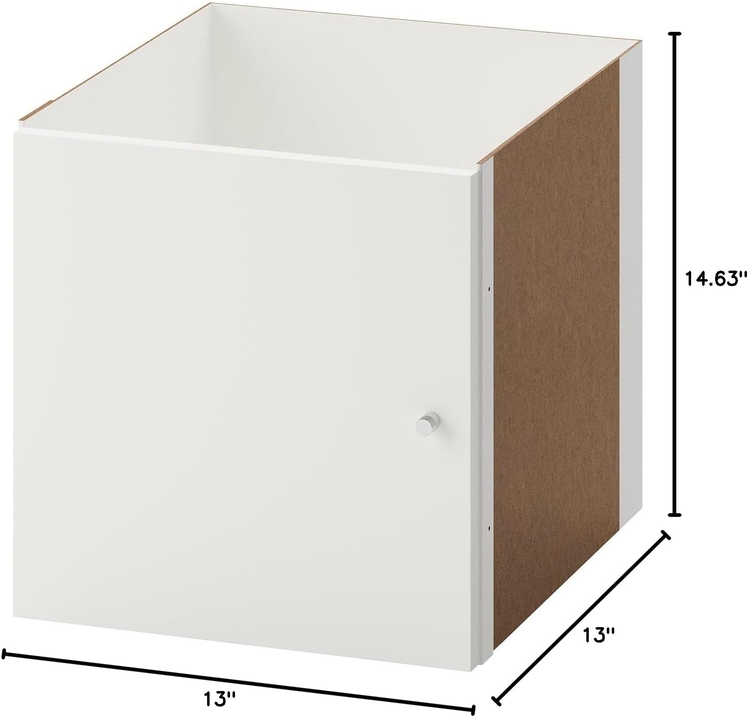 Set of 2 Shelf Inserts with Doors, Cube Storage Door Organizer with Finished Back, Easy-Assembly Inserts, Concealed Storage Solution, 13 x 14.6 x 13 Inches (White)
