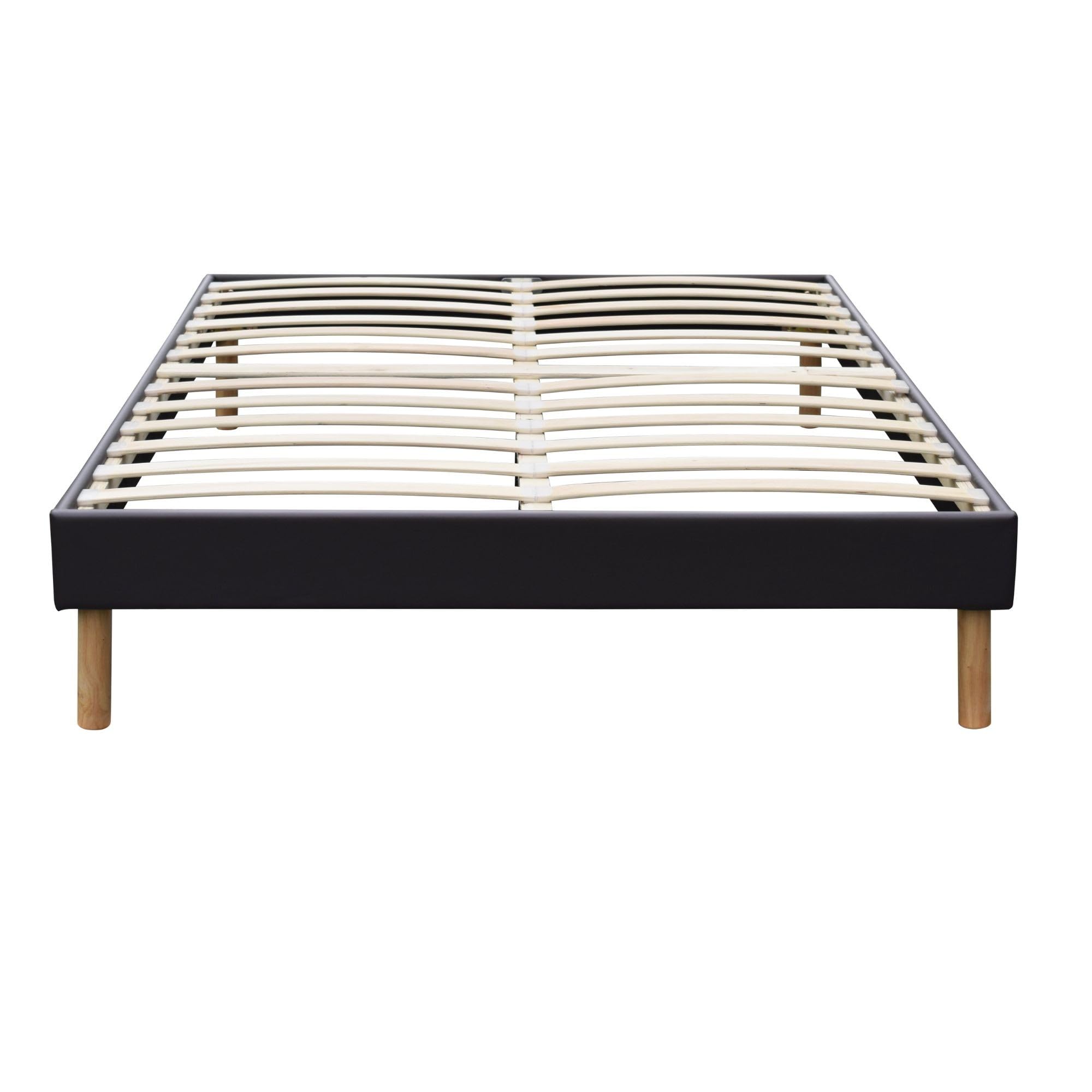 Ensemble Sommier Tapissier et Matelas 120x190 cm - Couleur : Noir - Sommier Déhoussable avec Pieds 20 cm et Lattes Multiplis - Matelas Soutien Ferme Mousse Haute Densité -
