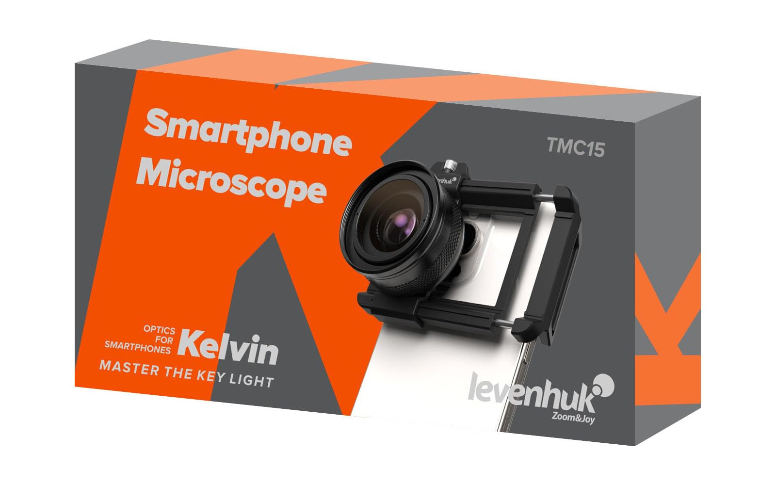 Levenhuk Kelvin TMC15 Microscopio Smartphone 10-20x Aumento Óptico, Lente Macro con Clip para Fotografía Primer Plano, Distancia Enfoque 1,5cm, Ultraligero, Accesorios Incluidos | Levenhuk - ref. 86479 - 5905555027807 - MarrÃ³n
