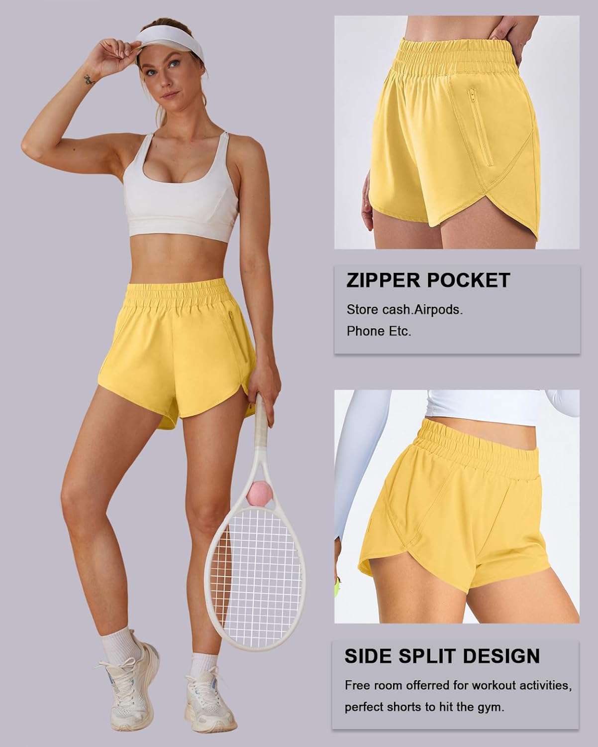 BMJL Women's Running Shorts Elastic High Waisted with Pockets, 2.5" Sporty Workout Quick Dry Athletic Shorts - Image 5