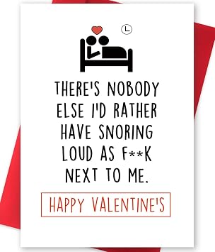 Huameigf Humorous Valentines Day Card for Snoring Husband, Happy Vday Gifts Cards for Husband Wife Women Men, Snoring Loud Next To me Bday Card