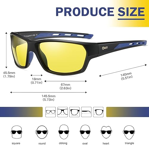 Miniatura 3 de DUCO Gafas polarizadas de visión nocturna HD para hombres gafas de conducción nocturna TR90 marco 6201