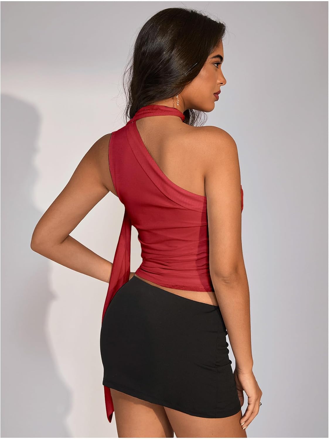 Women's Leopard Asymmetrical Halter Tops Sleeveless Slim Fit Summer Going Out Y2K Crop Tank Top - Image 2