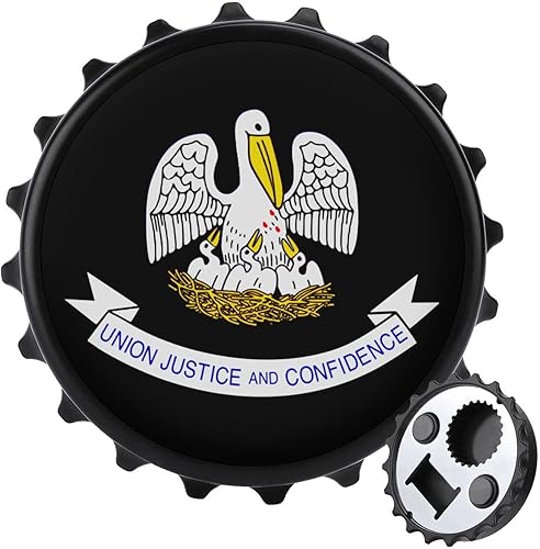 Abrebotellas con bandera de Luisiana, portátil, para bebidas, cerveza, con adhesivo magnético para nevera, para mujeres y hombres