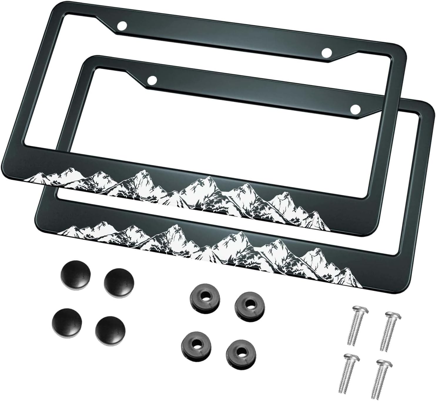 HOSNYE Mountain License Plate Frame Black 2 Pcs Landscape