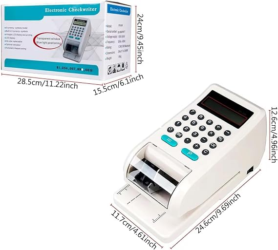 Small Check Printer, 4.61 * 9.69 * 4.96 in 16 Digit