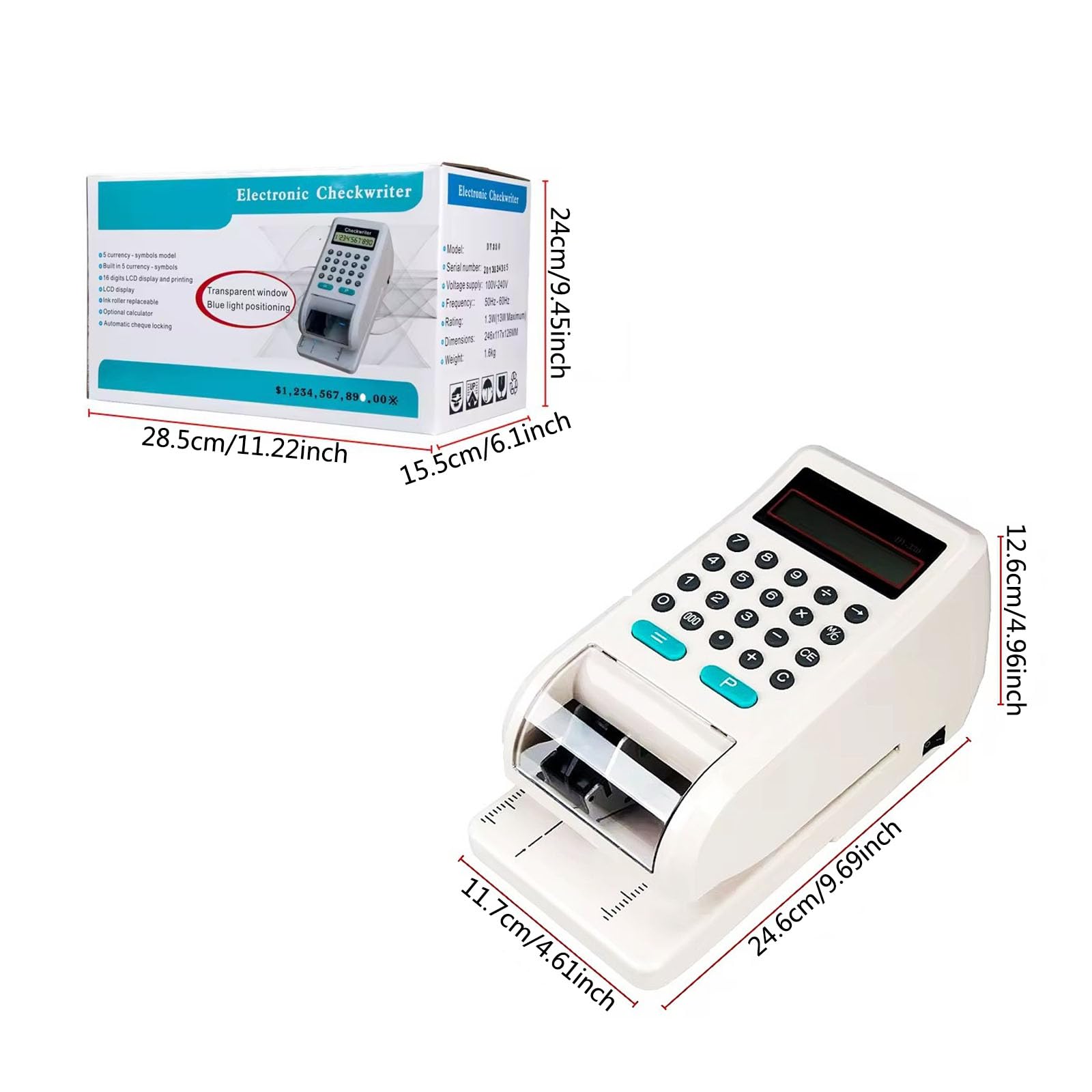 Calcolatrice con Display LCD a 16 Cifre e Stampante, Calcolatrice con Scontrino, Conversione di Valuta, Stampa a Getto d'Inchiostro Rapida, Calcolatrice da Tavolo per Ufficio, Lavori Contabili