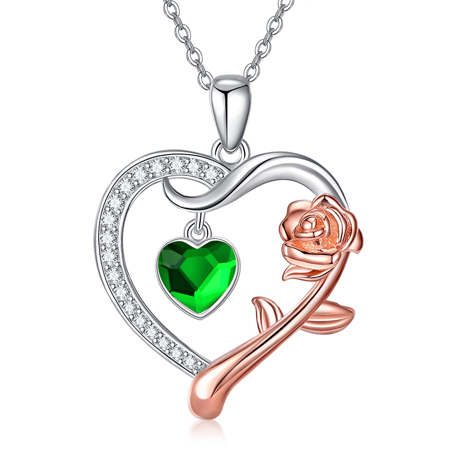 DAOCHONG Collana in argento Sterling 925 con ciondolo a forma di uccellino rosso, con ciondolo a forma di cuore per donna, con scritta Always in My Heart, Argento sterling, Zirconia cubica DAOCHONG Collana in argento Sterling 925 con ciondolo a forma di uccellino rosso, con ciondolo a forma di cuore per donna, con scritta Always in My Heart, Argento sterling, Zirconia cubica