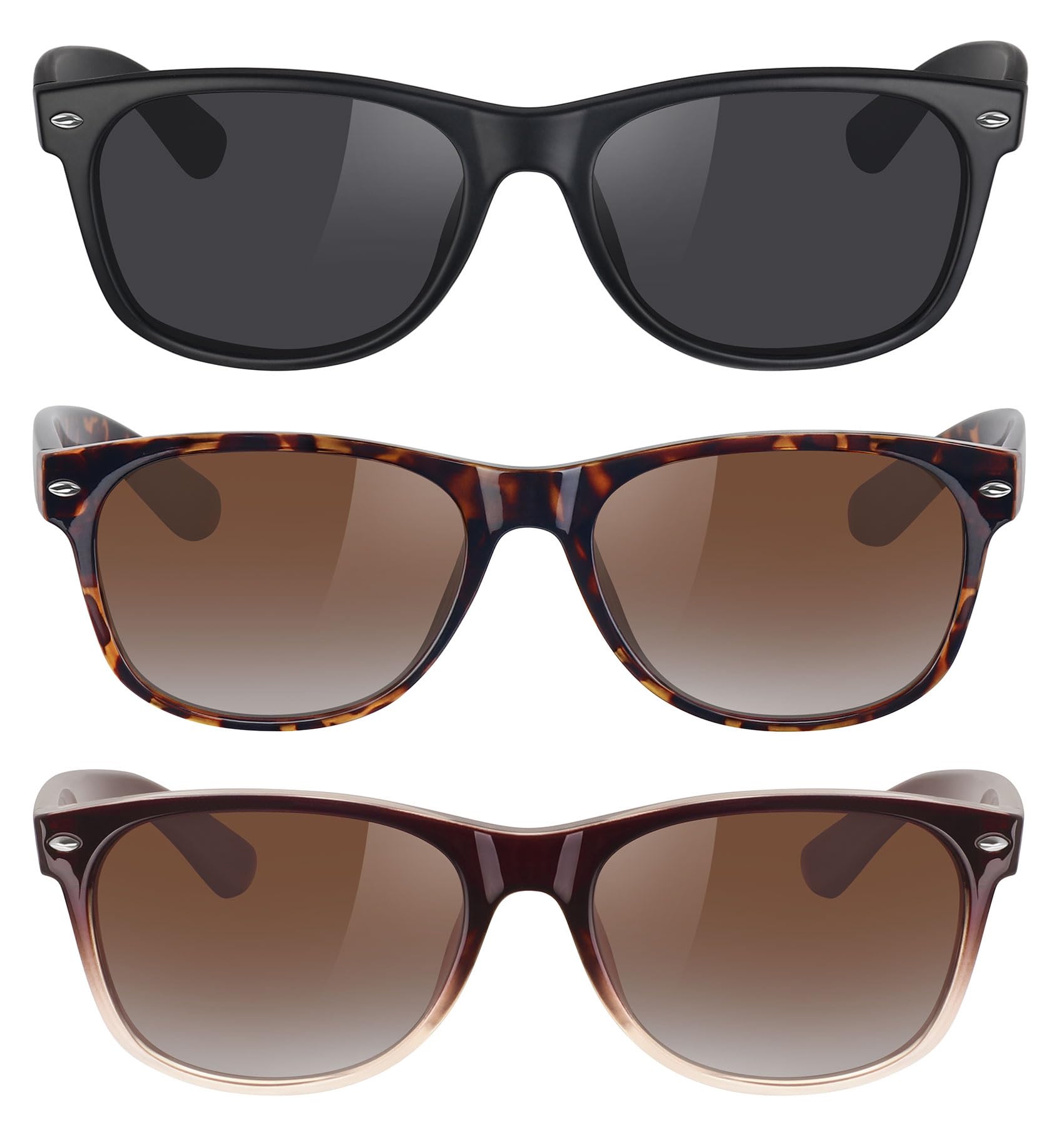 MEETSUN Classic Polarized Sunglasses for Women Men Trendy Retro Sun Glasses for Driving UV Protection (3 Pack)
