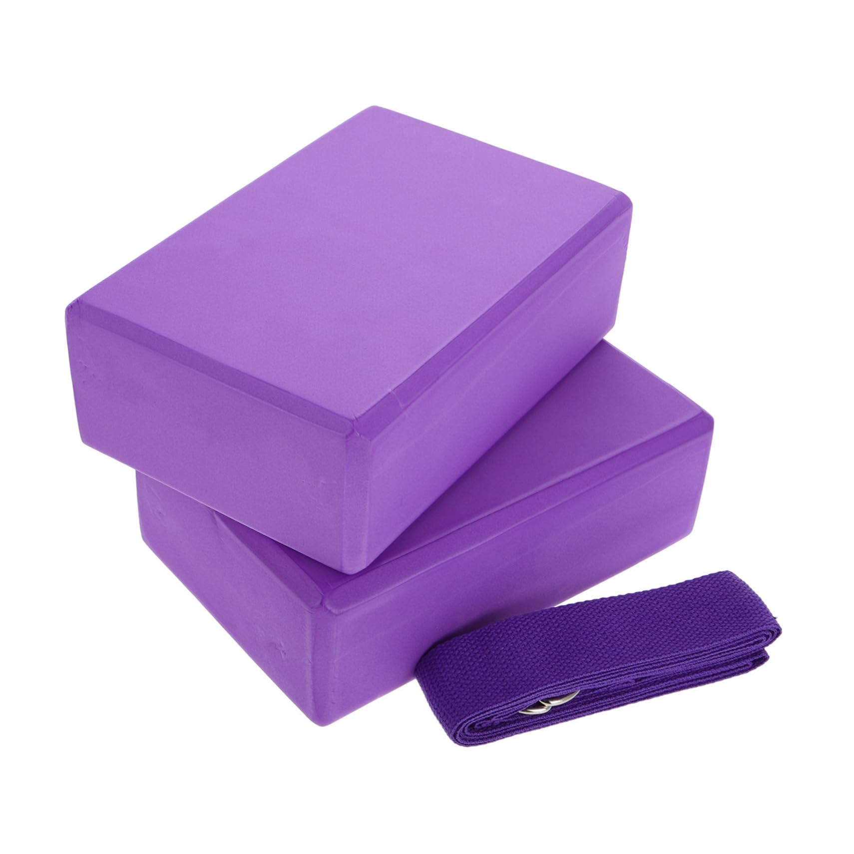 Set di 2 Blocchi Yoga Eva con Cinghia Elasticizzata, 3 Pezzi | Porpora, Pratica Portatile e Stabilità Migliorata, per Palestra e Hot Yoga Sessions