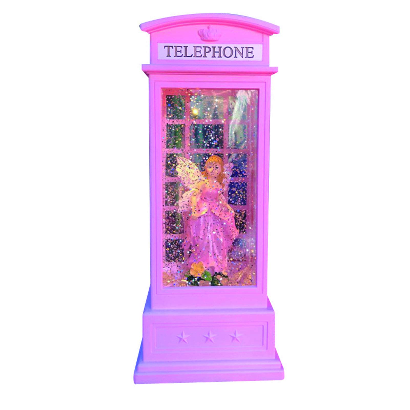 Christmas Phone Booth Snow Globe, Musical Water Lantern Glittering Rotate Luminous Crystal Ball Xmas Home Decoration And Gifts for Girl,4