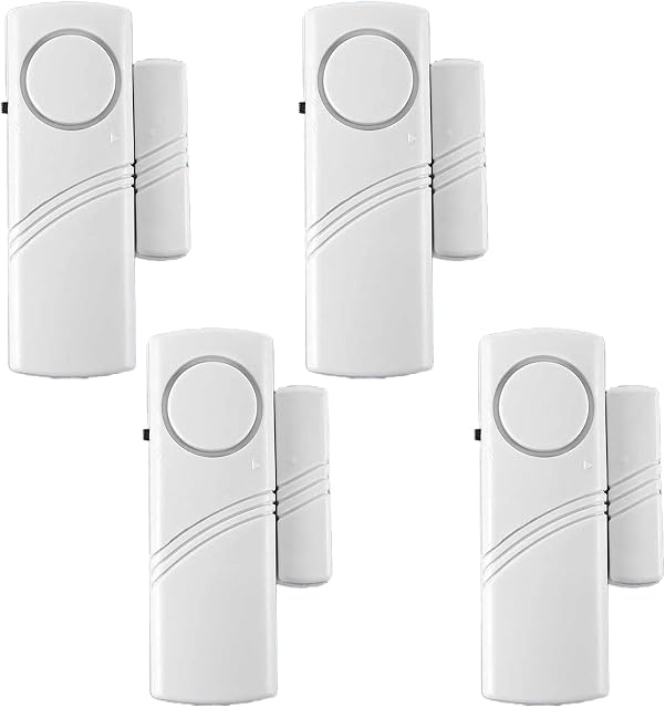 4 Pcs Home Security Systems Window Door Wireless Alarm Bell Magnetic Sensor Door Window Burglar Alarm DIY Protection Burglar Alert for Home,Kid,Office