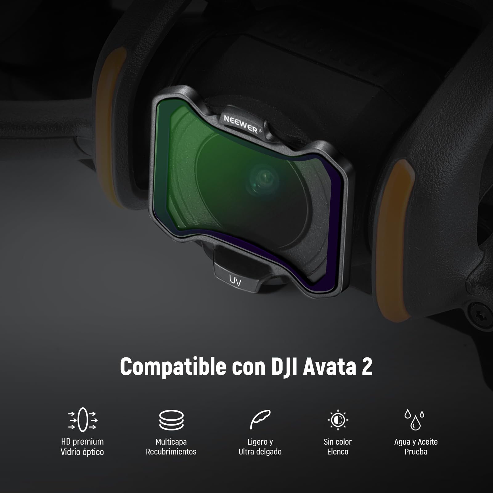 NEEWER Juego De 4 Filtros ND Snap-On Para DJI Avata 2: ND8, ND16, ND32, ND64, Vidrio Óptico HD