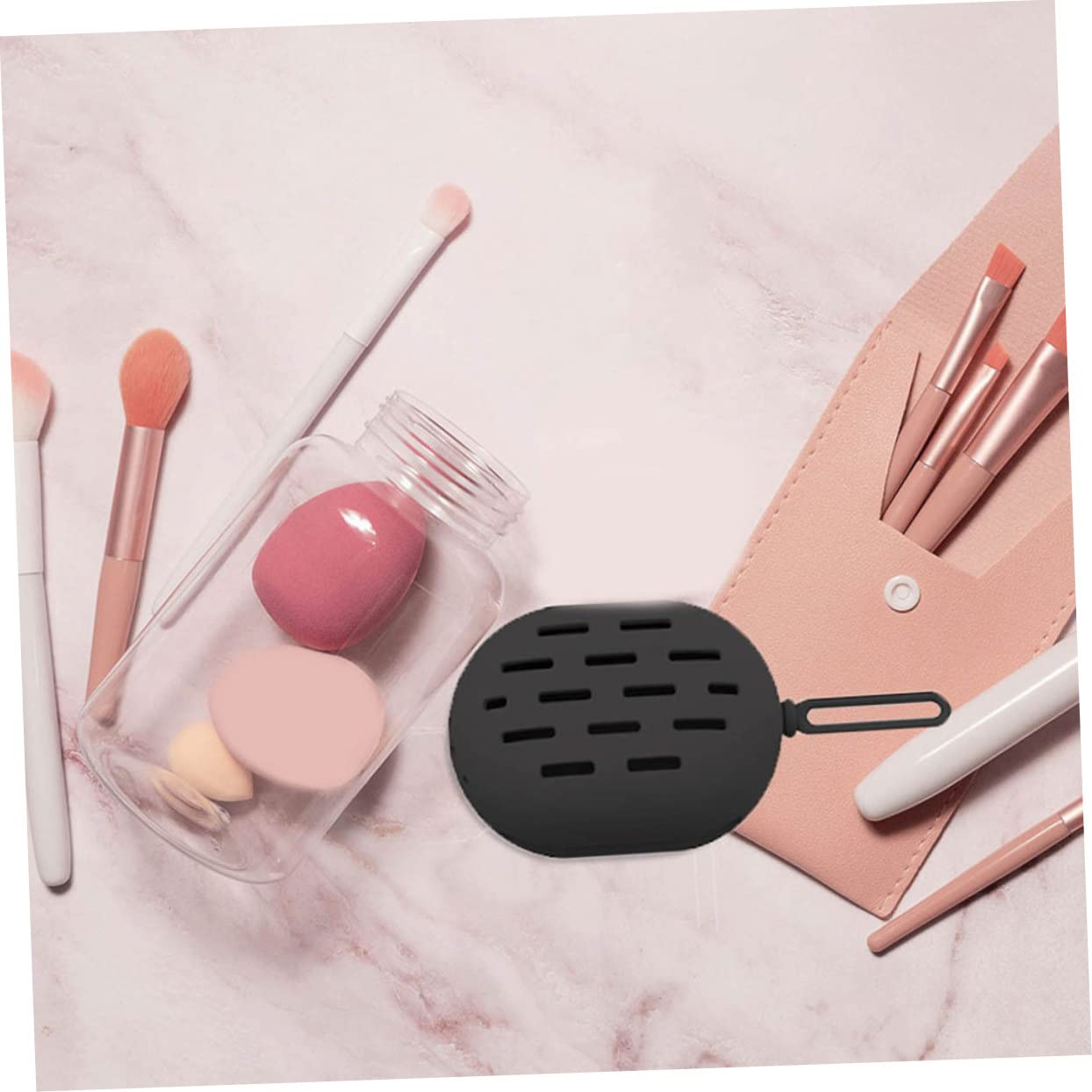 minkissy 3juegos Soporte De Esponjas y Pinceles De Maquillaje De Estuche De Viaje para Cosméticos Organizador Compacto y Portátil