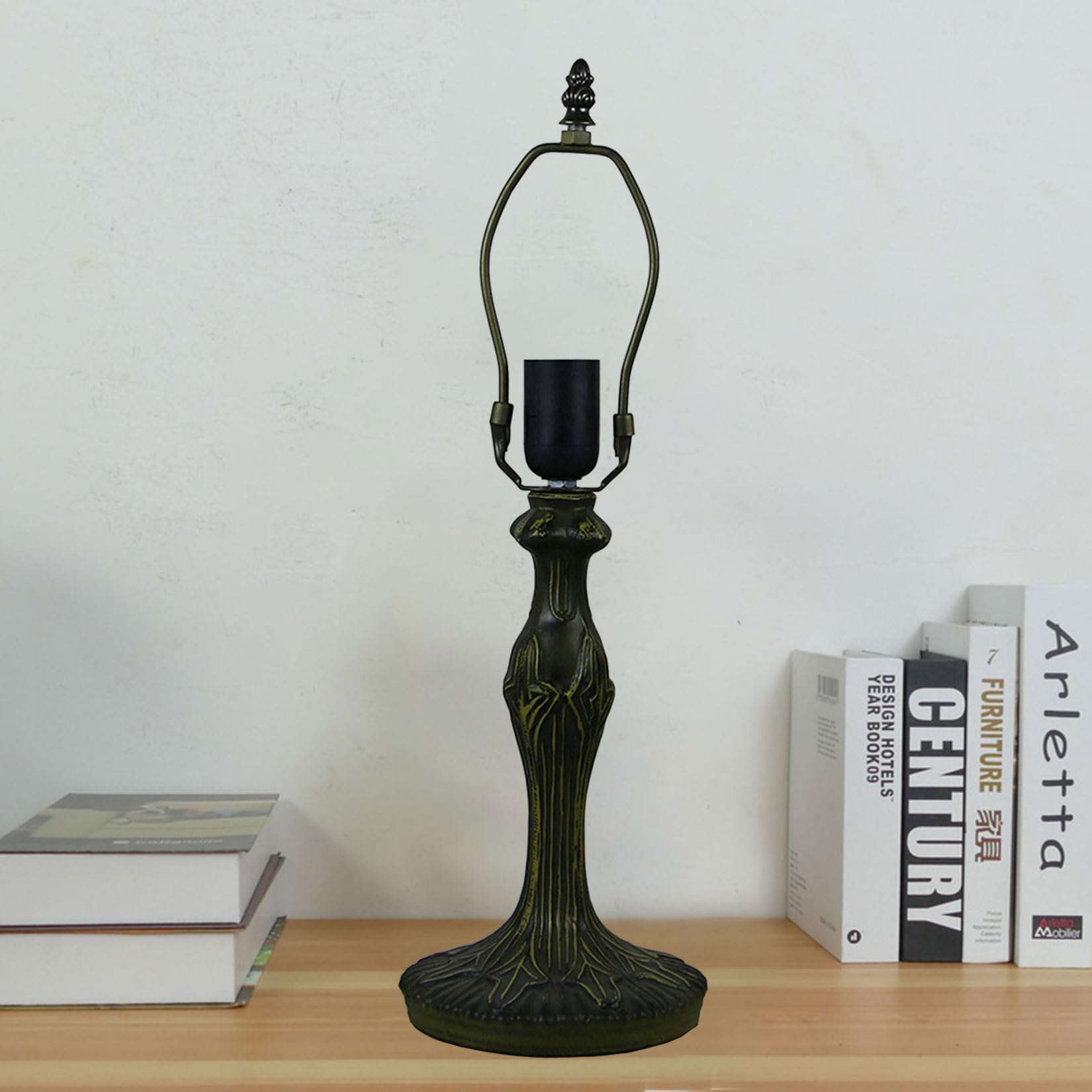 BOTOWI 19 Zoll Höhe Tischlampensockel nur Ersatz Schreibtischleuchten Harzsockel Bronze Lampenfuß passend für 12 Zoll Stil Buntglas-Lampenschirme