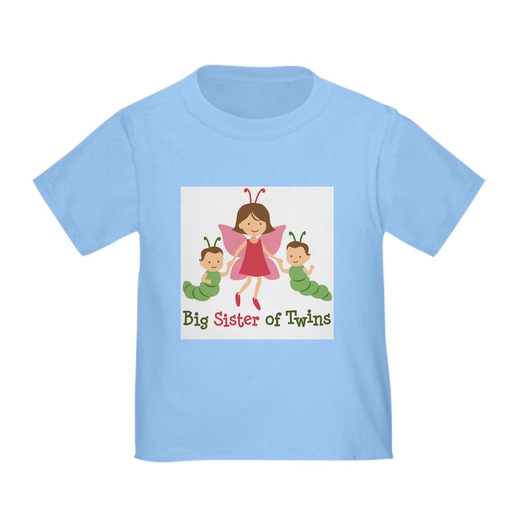 CafePress Big Sister of Twins Butterfly Toddler T Shirt Toddler Graphic Tee, 100% Cotton