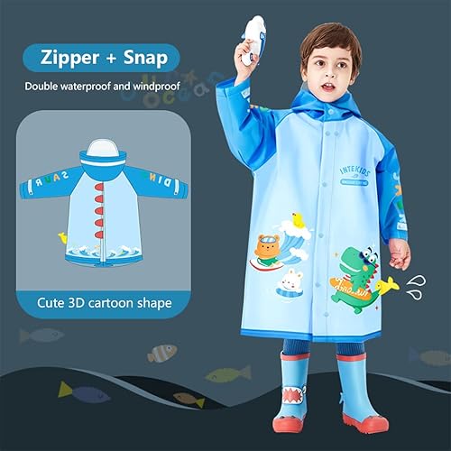 Miniatura 3 de Chubasqueros con capucha para niños, poncho de lluvia impermeable, traje de lluvia para niños y niñas, lindo traje de lluvia de dibujos animados 3D,
