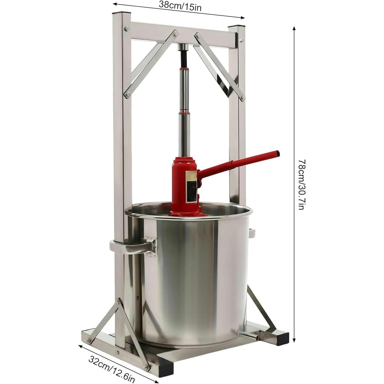 Pressa idraulica per vino e frutta, pressa manuale per spremiagrumi, cestello in acciaio inox e supporto per la produzione di birra e sidro in casa